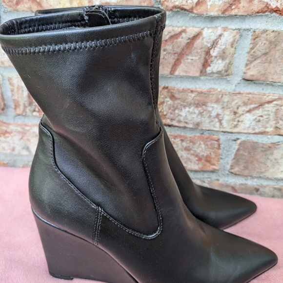 Open Edit Jimmie Pointed Toe Wedge Bootie Women Sz 6.5 - Picture 3 of 7